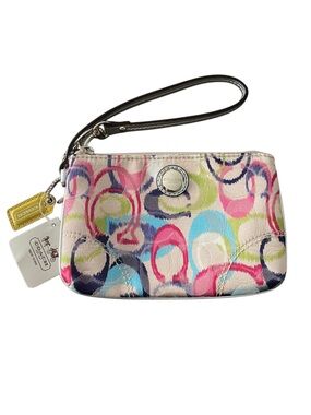 Coach Poppy Signature Scribble Ikat Y2K Wristlet